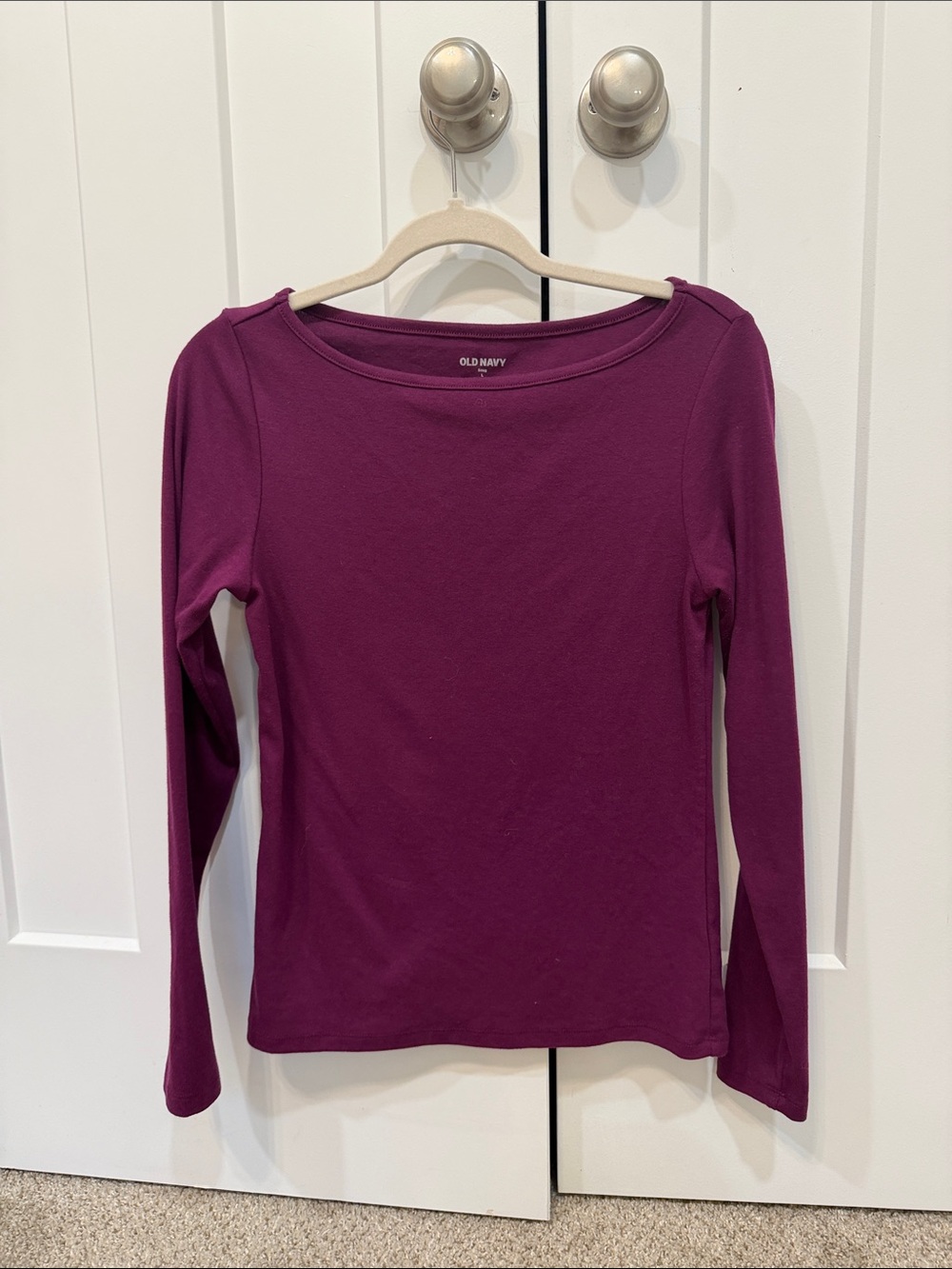 Old Navy Plum Long-Sleeve Boatneck Top